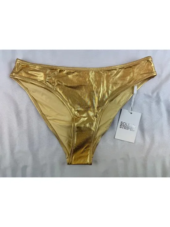 NWT SOLID & STRIPED The Nani metallic mid-rise bikini briefs Size Small $108 - Picture 3 of 13